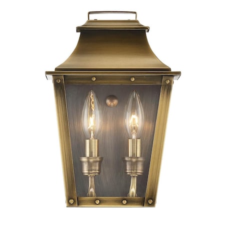 Estallar 11.5 x 7.5 x 5.25 in. Coventry 2-Light Aged Brass Pocket Wall Light ES3096218